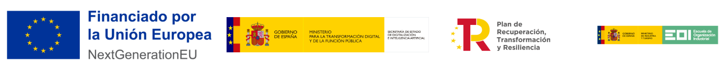Logos institucionales: Unión Europea NextGenerationEU, Gobierno de España, Plan de Recuperación, EOI